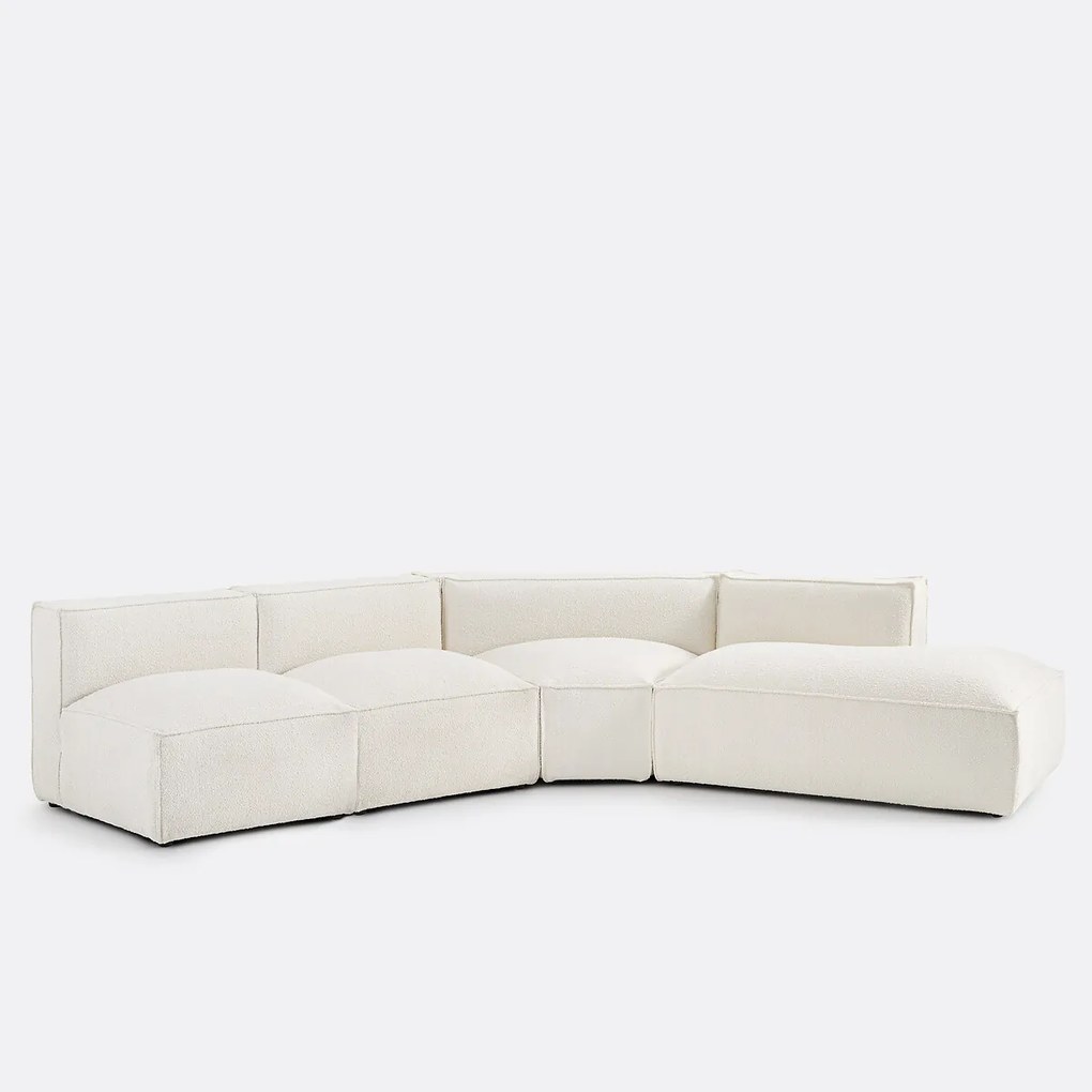 Γωνιακός δεξιός καναπές με μπουκλέ ταπετσαρία, Seven