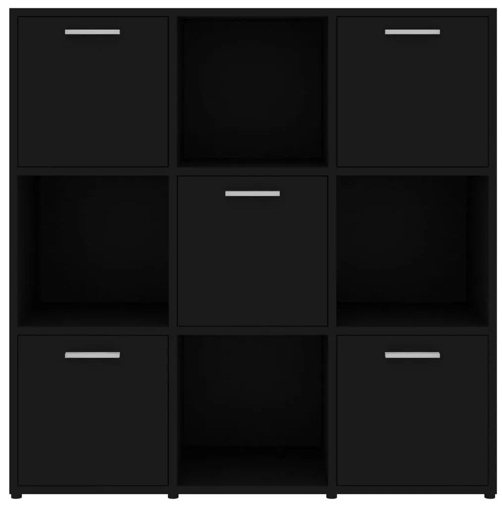 vidaXL Βιβλιοθήκη Μαύρη 90 x 30 x 90 εκ. από Επεξ. Ξύλο