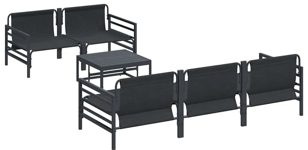 vidaXL Σετ Καναπέ Κήπου με μαξιλάρι 6 pcs Μαύρο Ατσάλι
