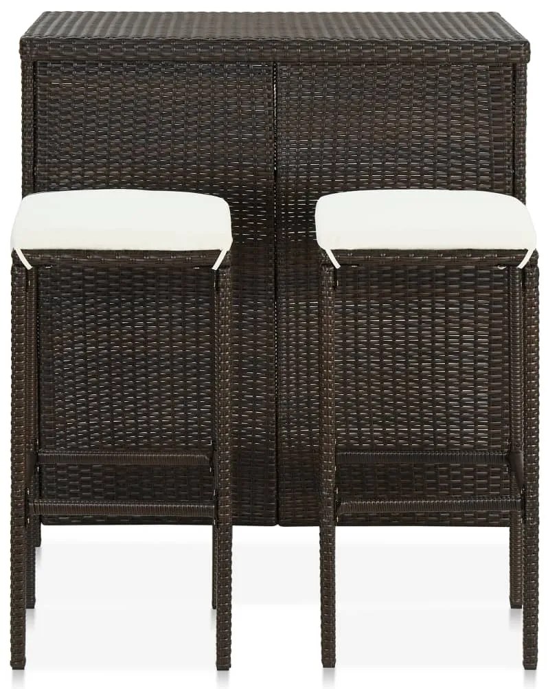 vidaXL Σετ Επίπλων Μπαρ 3 Τεμαχίων Καφέ από Συνθετικό Ρατάν