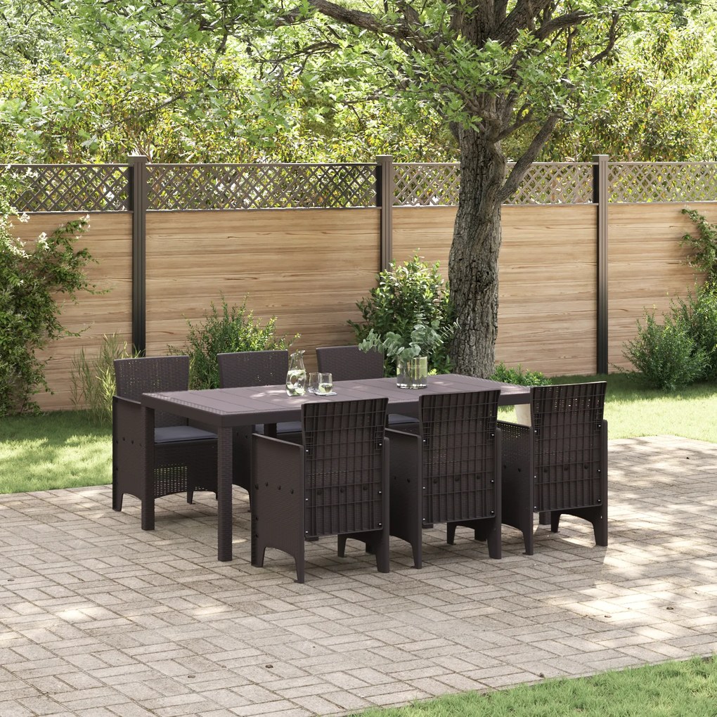vidaXL Σετ Τραπεζαρίας Κήπου 7 pcs Καφέ 200 x 100 x 73 εκ.