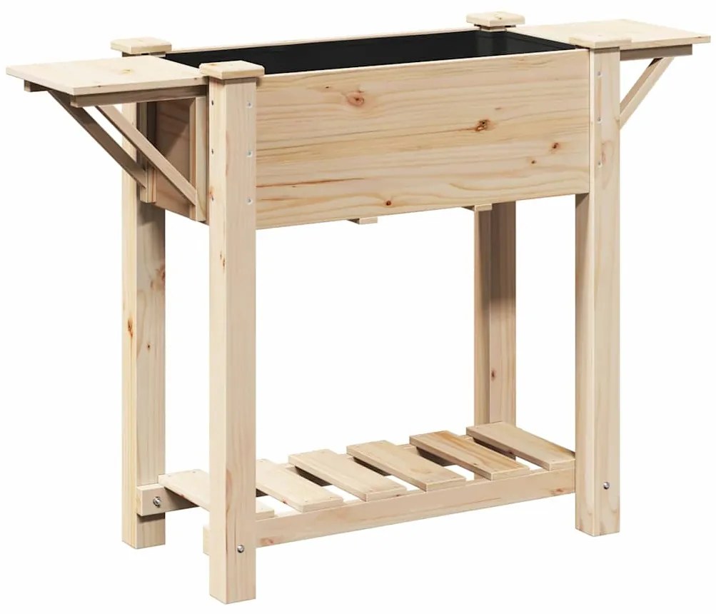 vidaXL Γλάστρα Κήπου Μπεζ 111 x 37 x 76.5 εκ. Στερεό ξύλο έλατου