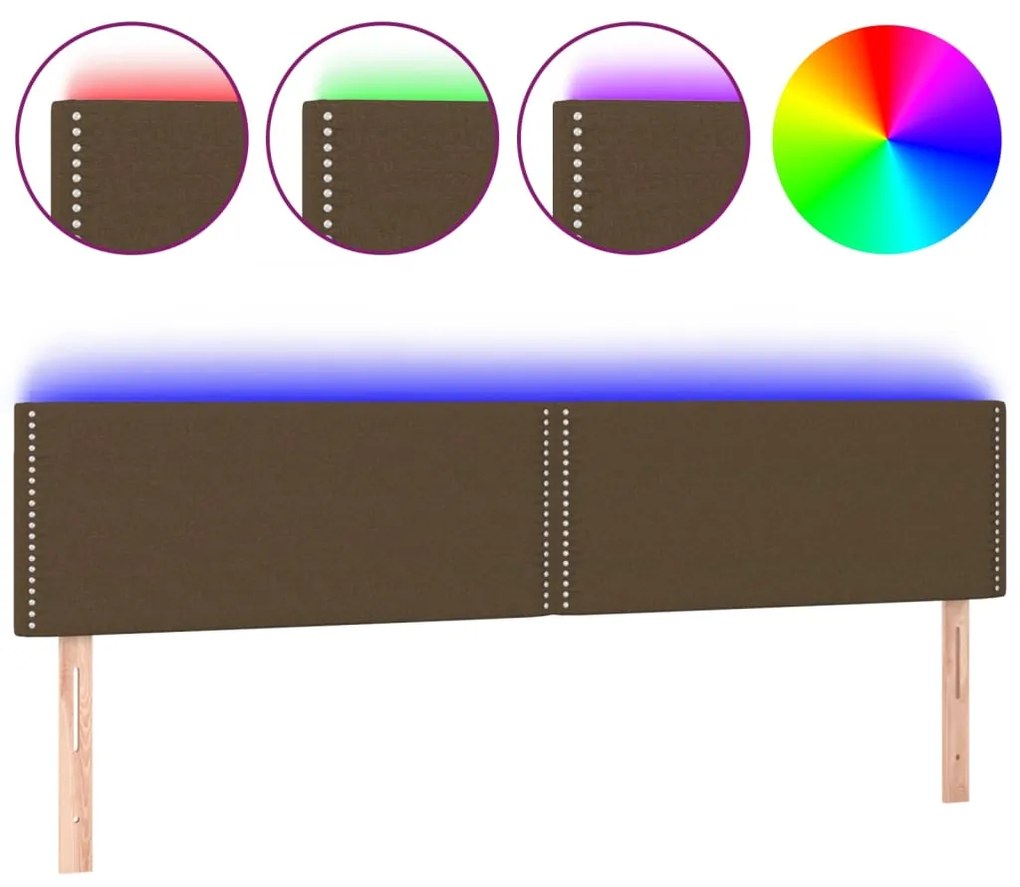 vidaXL Κεφαλάρι Κρεβατιού LED Σκούρο Καφέ 160x5x78/88 εκ. Υφασμάτινο