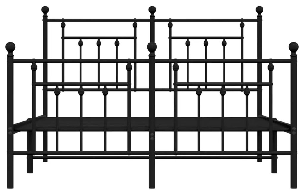 vidaXL Πλαίσιο Κρεβατιού με Κεφαλάρι&Ποδαρικό Μαύρο 140x200εκ. Μέταλλο