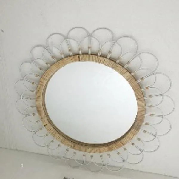 ΚΑΘΡΕΦΤΗΣ ΞΥΛΙΝΟΣ - ΜΕΤΑΛΛΙΚΟΣ NATURAL - ΛΕΥΚΟΣ 92x3.5x92cm|811-40010