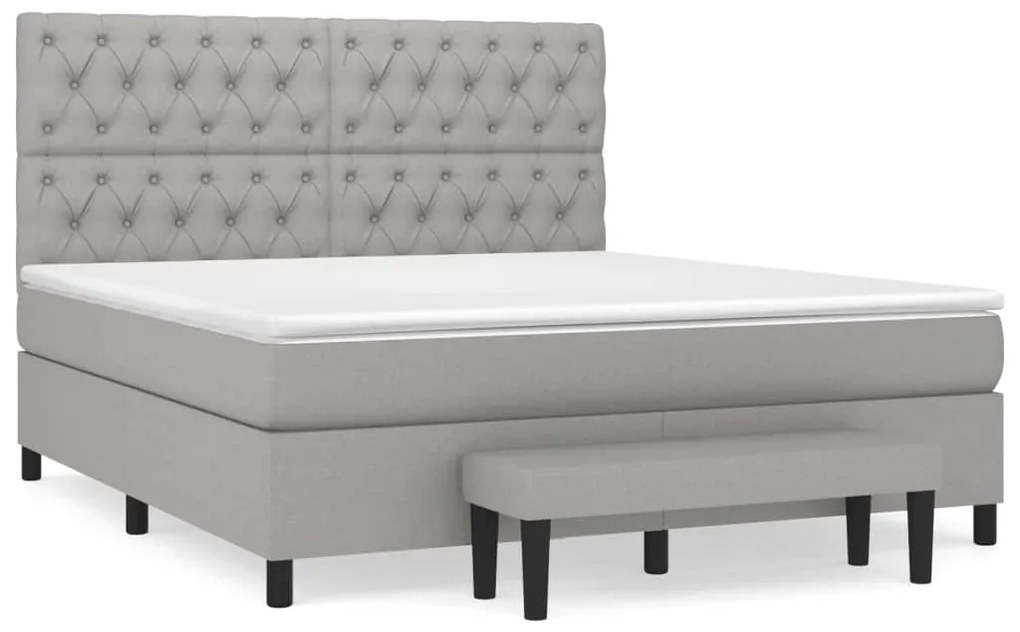 vidaXL Κρεβάτι Boxspring με Στρώμα Αν. Πράσινο 160x200εκ Υφασμάτινο