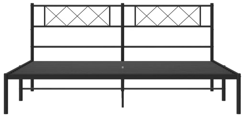 vidaXL Πλαίσιο Κρεβατιού με Κεφαλάρι Μαύρο 200 x 200 εκ. Μεταλλικό