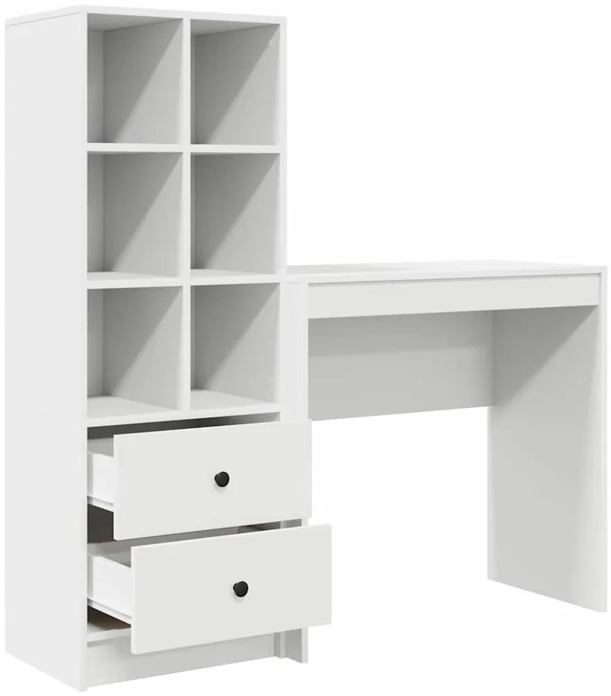 vidaXL Γραφείο με αποθηκευτικό χώρο 2 pcs Λευκό 80 x 40 x 76 εκ.