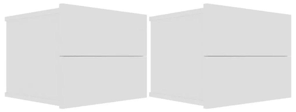 Κομοδίνα 2 τεμ. Λευκά 40 x 30 x 30 εκ. από Επεξ. Ξύλο - Λευκό