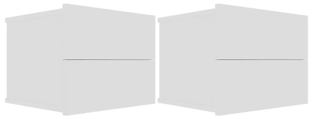 Κομοδίνα 2 τεμ. Λευκά 40 x 30 x 30 εκ. από Μοριοσανίδα - Λευκό