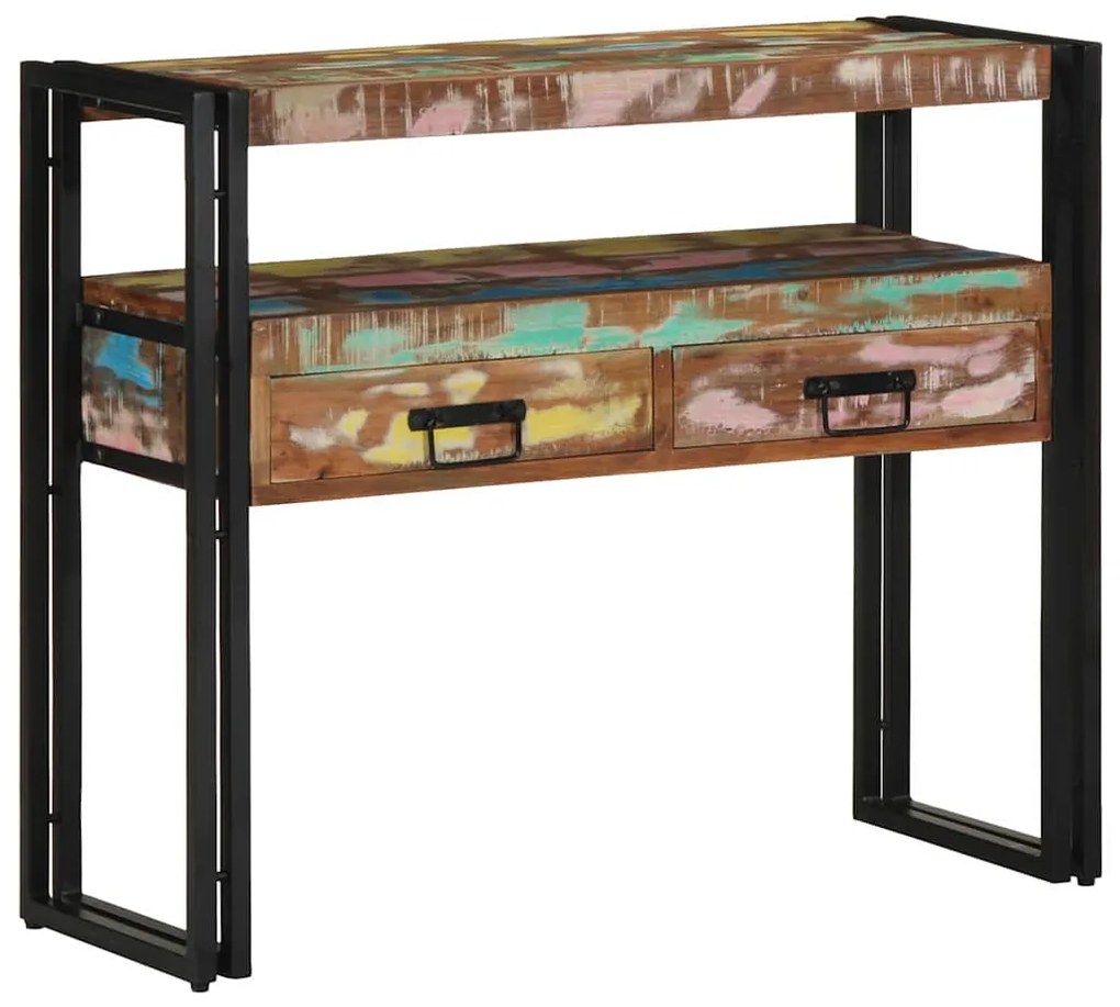 vidaXL Τραπέζι κονσόλας με ράφι 90 x 33 x 75 εκ Στερεό Ανακτηθέν Ξύλο