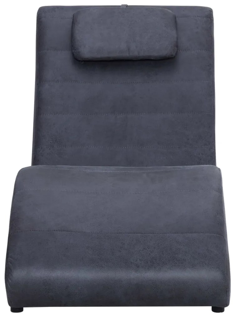 vidaXL Ανάκλιντρο Γκρι από Συνθετικό Καστόρι με Μαξιλάρι