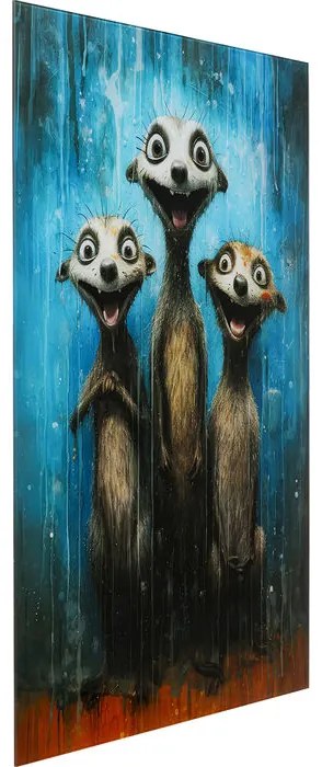 Πίνακας Γυάλινος Singing Meerkats Πολύχρωμος 60x0.4x80εκ. - Μπλε