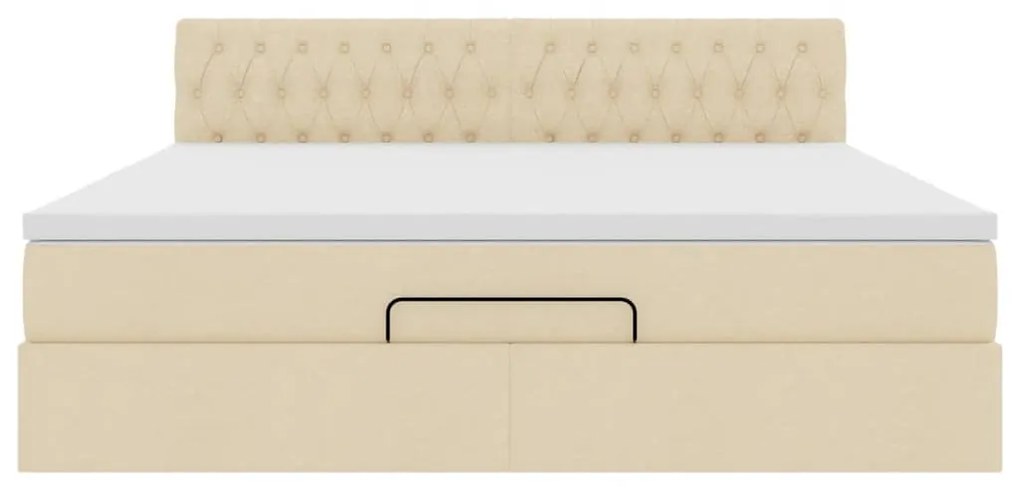 vidaXL Οθωμανικό κρεβάτι με στρώμα Cream 180x200cm ύφασμα