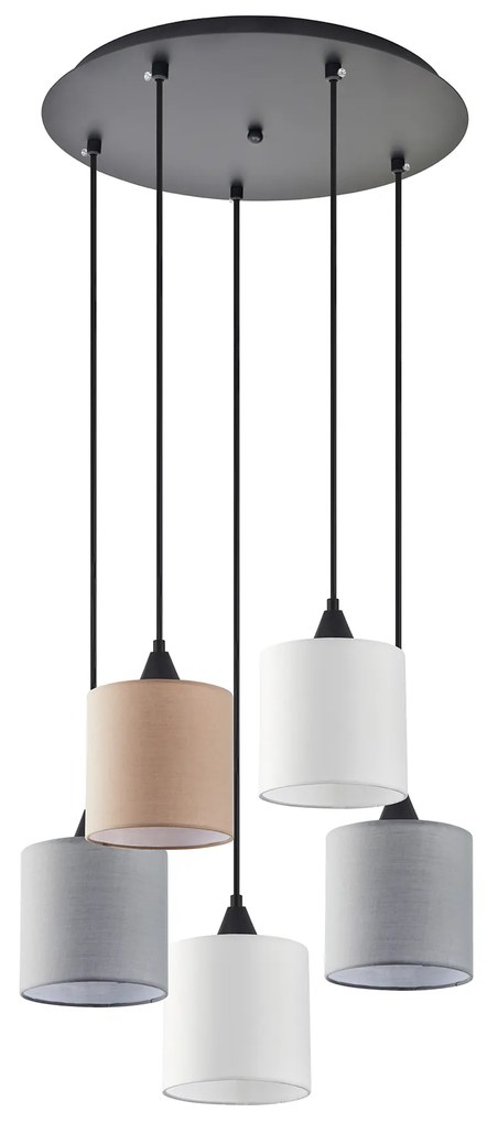 Φωτιστικό Οροφής  SE21-BL-B10-5BL-SH123 ADEPT FLEX White, Grey, Brown Fabric Shade Pendant+ - 77-8961 - 51W - 100W - 77-8961