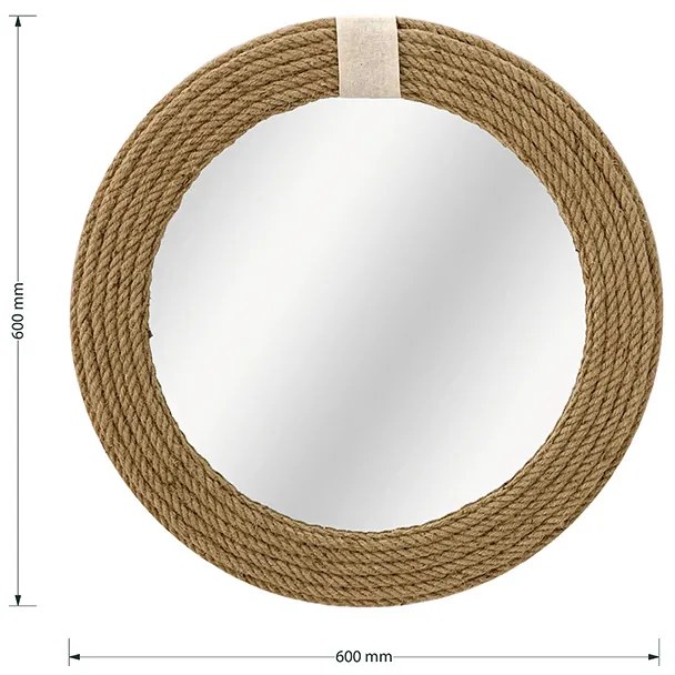 Καθρέπτης Rope pakoworld φυσικό 60x2x60εκ - 233-000015 - 233-000015