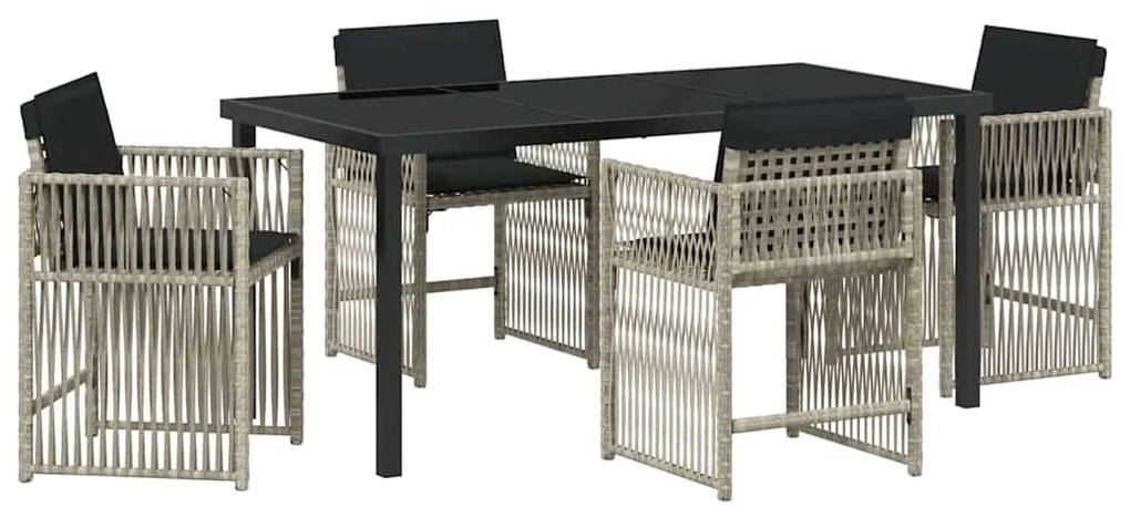 vidaXL Σέτ φαγητού για κήπο 5 pcs Ανοιχτό γκρι συνθετικό ρατάν