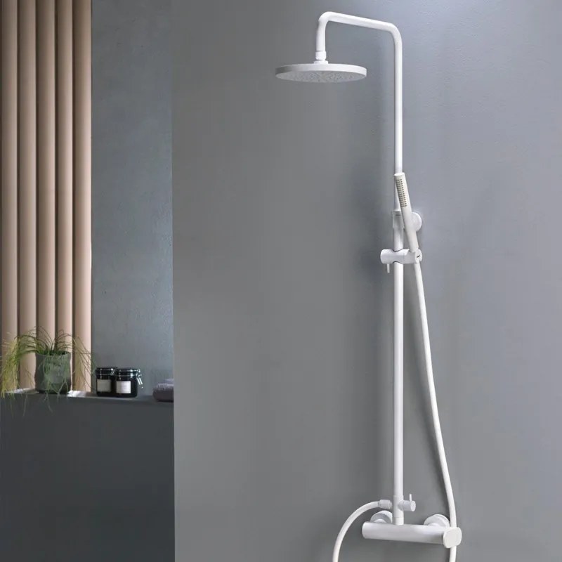Armando Vicario Slim White Matt Μπαταρία Nτους 2 Eξόδων με Kολώνα, Aνακλινόμενη Κεφαλή, Tηλέφωνο, Στήριγμα 500065-300