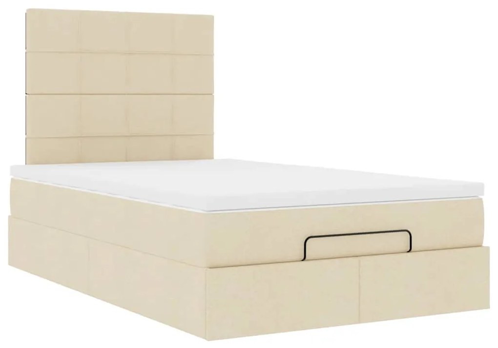 vidaXL Οθωμανικό κρεβάτι με στρώμα Cream 120x200cm ύφασμα