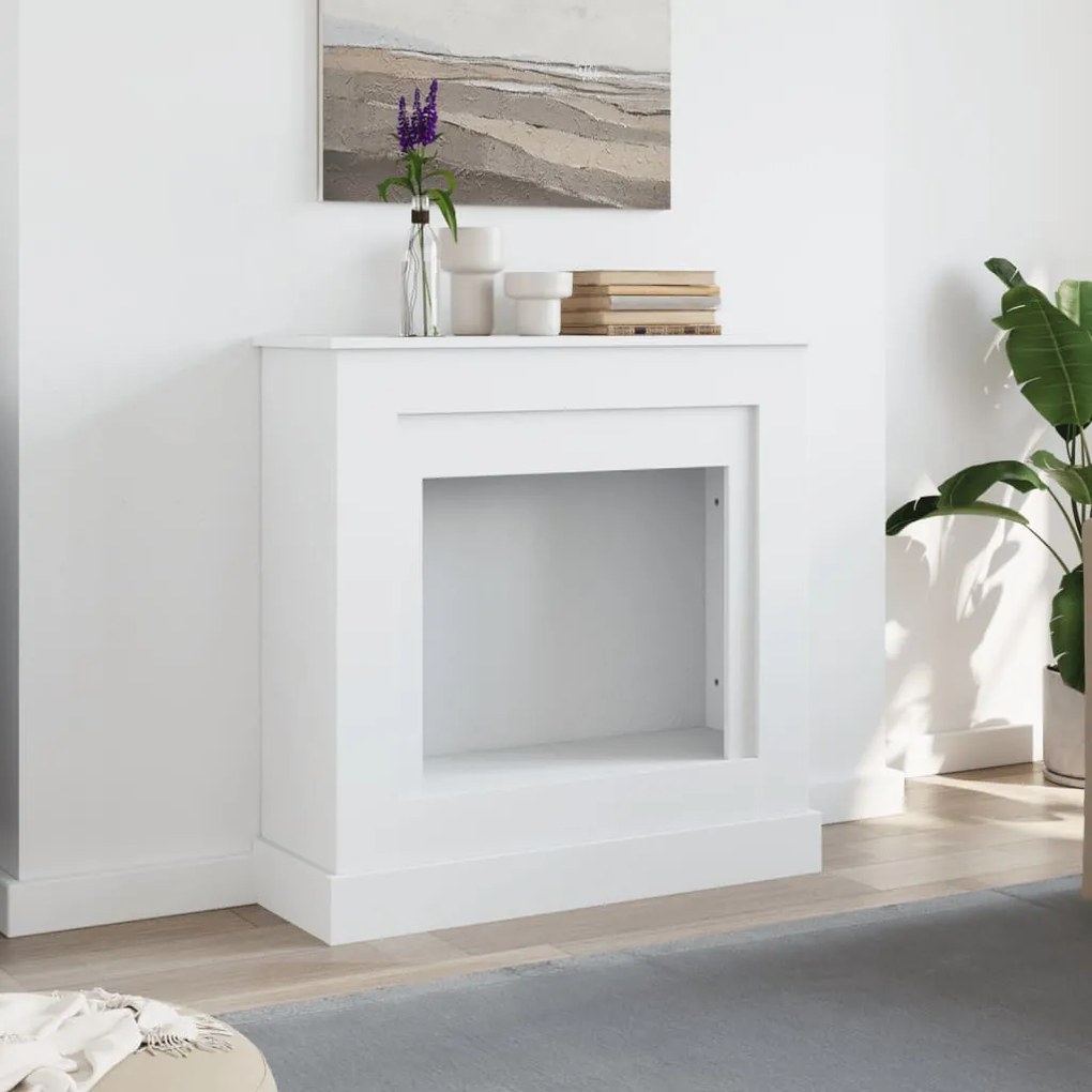 vidaXL Πλαίσιο Τζακιού Λευκό 90x30x90 εκ. από Επεξ. Ξύλο