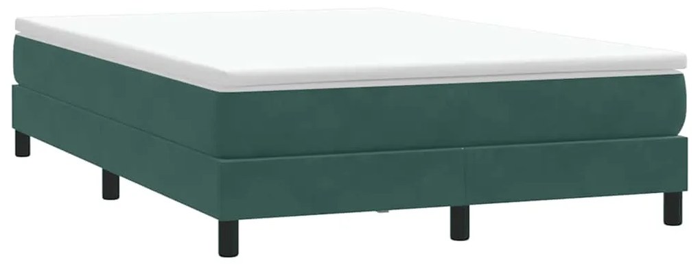 vidaXL Κρεβάτι Boxspring με Στρώμα Σκούρο Πράσινο 140x210εκ. Βελούδινο