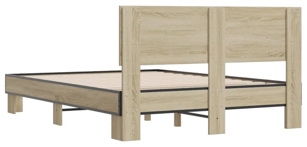 vidaXL Πλαίσιο Κρεβατιού Sonoma Δρυς 120x200 εκ. Επεξ. Ξύλο &amp; Μέταλλο