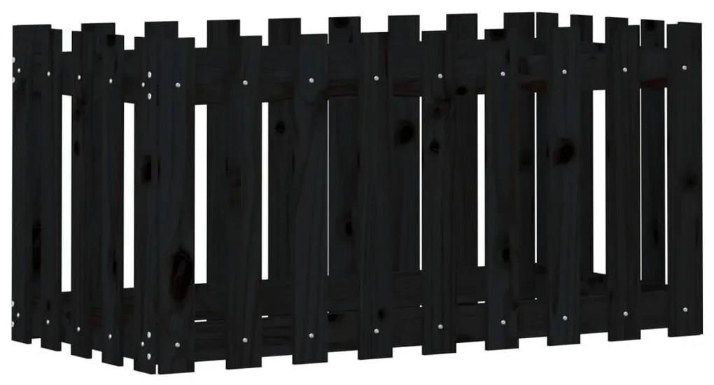 Ζαρντινιέρα Υπερυψωμένη Σχ Φράχτη Μαύρη 100x50x50εκ Μασίφ Πεύκο - Μαύρο