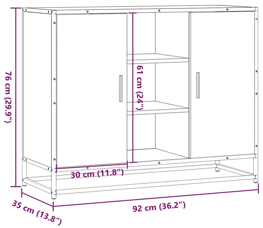 SIDEBOARD SONOMA OAK 92X35X76 CM ΚΑΤΑΣΚΕΥΑΣΜΕΝΟ ΞΥΛΟ 849015