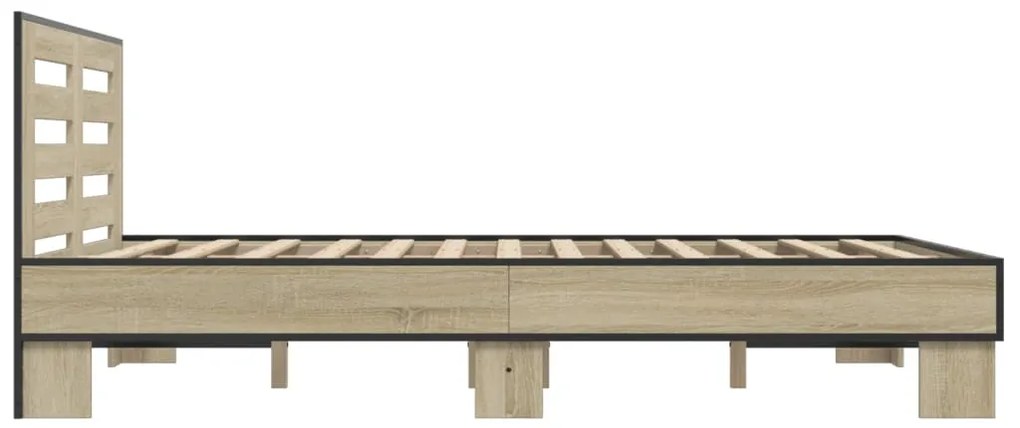 vidaXL Πλαίσιο Κρεβατιού Sonoma Δρυς 140x200 εκ. Επεξ. Ξύλο &amp; Μέταλλο