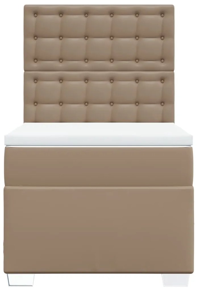 vidaXL Κρεβάτι Boxspring με Στρώμα Καπουτσίνο 90x190εκ.από Συνθ. Δέρμα