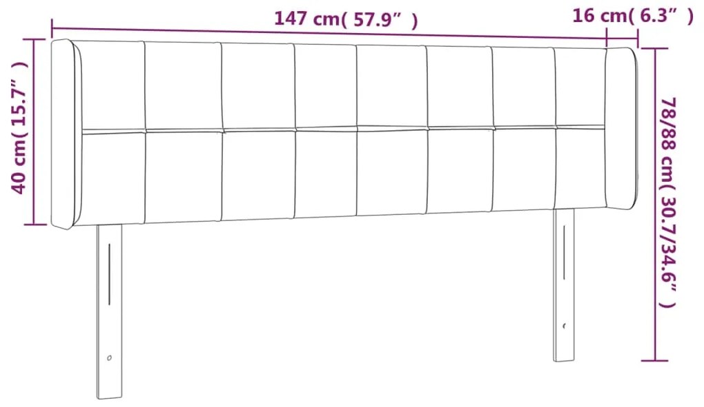 vidaXL Κεφαλάρι Κρεβατιού LED Ροζ 147x16x78/88 εκ. Βελούδινο