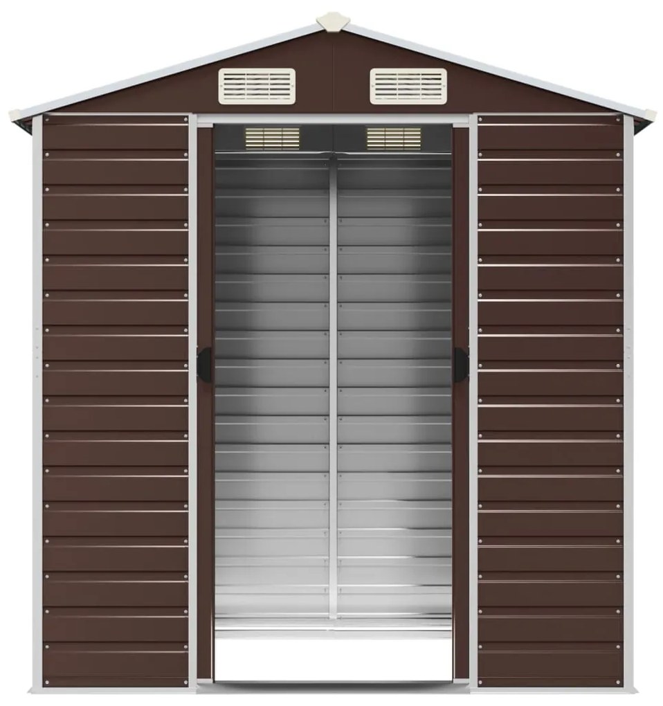 vidaXL Αποθήκη Κήπου Καφέ 191x130x198 εκ. Γαλβανισμένο Ατσάλι