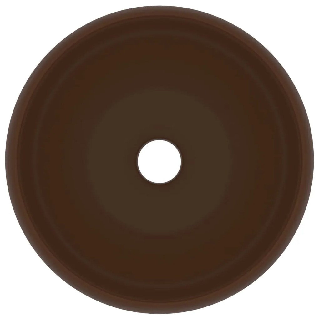 vidaXL Νιπτήρας Πολυτελής Στρογγυλός Σκ. Καφέ Ματ 40x15 εκ. Κεραμικός