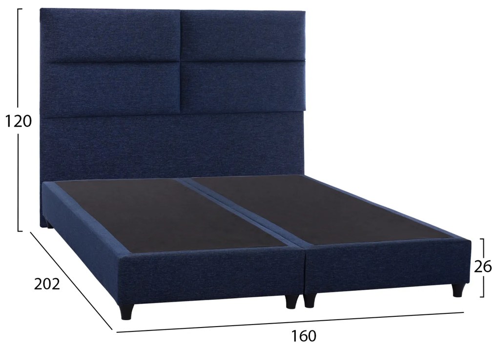 ΚΡΕΒΑΤΙ MILO ΑΠΟ ΜΠΛΕ ΥΦΑΣΜΑ HM616.08 ΓΙΑ ΣΤΡΩΜΑ 160x200 εκ. - 0533634 - HM616.08