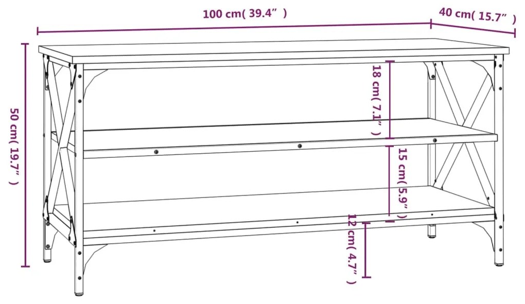 Έπιπλο Τηλεόρασης Sonoma Δρυς 100x40x50 εκ. Επεξ. Ξύλο - Καφέ