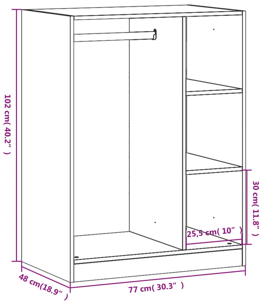 Ντουλάπα Χρώμα Sonoma Δρυς 77 x 48 x 102 εκ. Επεξεργασμένο Ξύλο - Καφέ