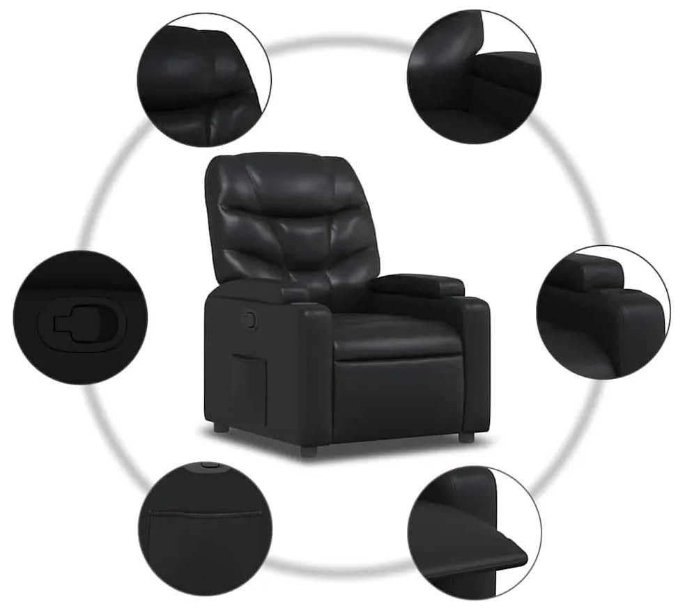 vidaXL Πολυθρόνα με Ανακλινόμενη Πόρτα Μαύρη από Συνθετικό Δέρμα