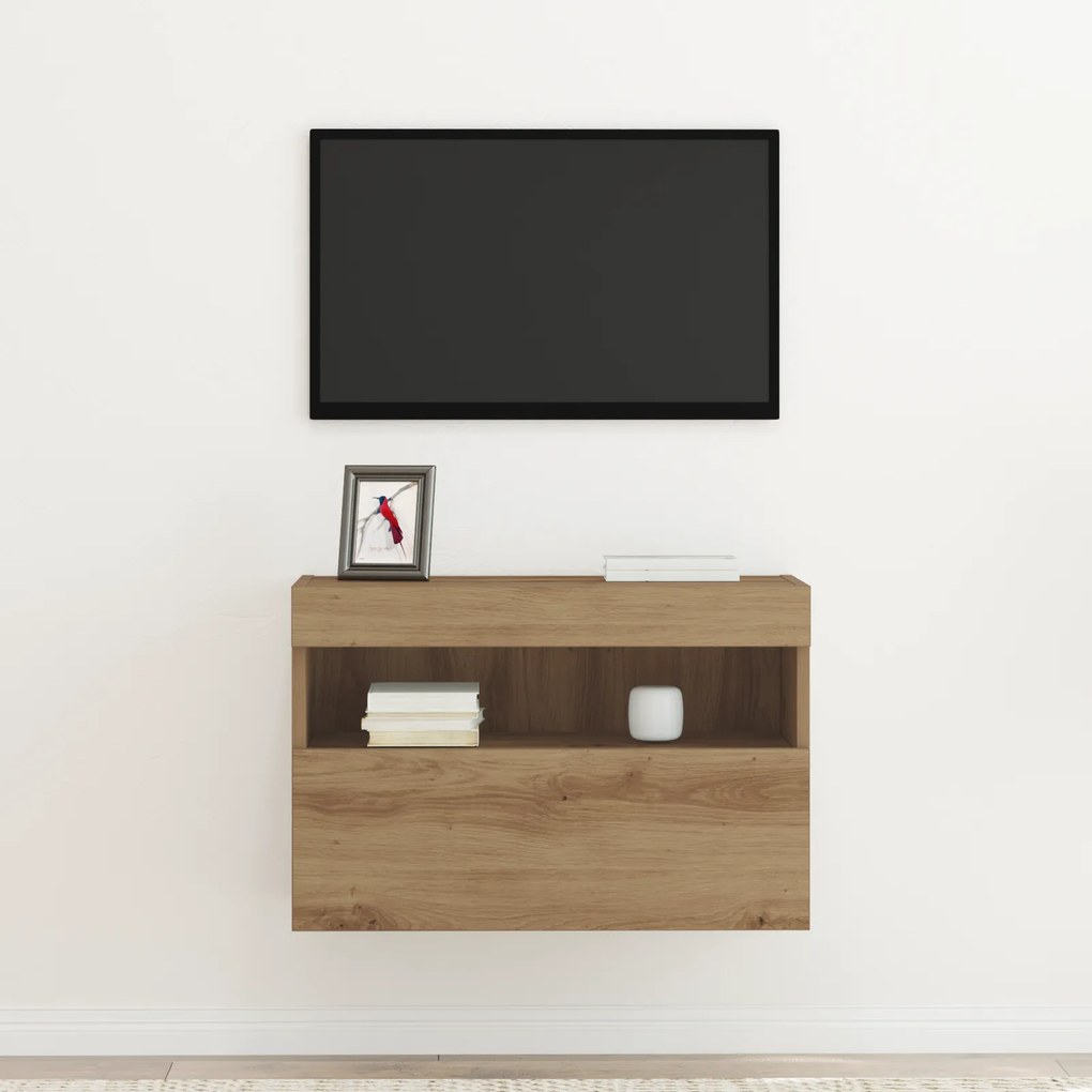 vidaXL Ντουλάπα Τοίχου για TV με LED Φώτα Artisan Oak 60x30x40 εκ.