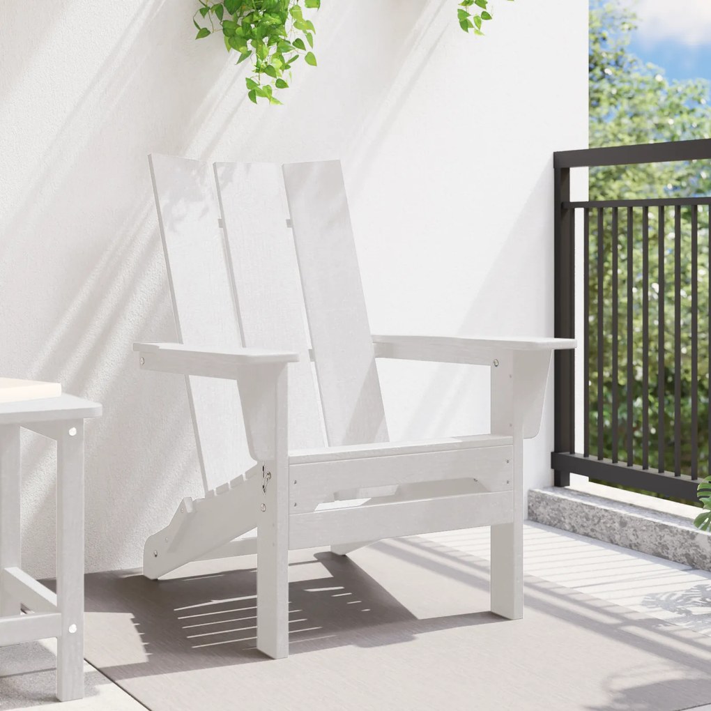 vidaXL Folding Adirondack Chair Λευκό 74.5x80.5x90 εκ. HDPE