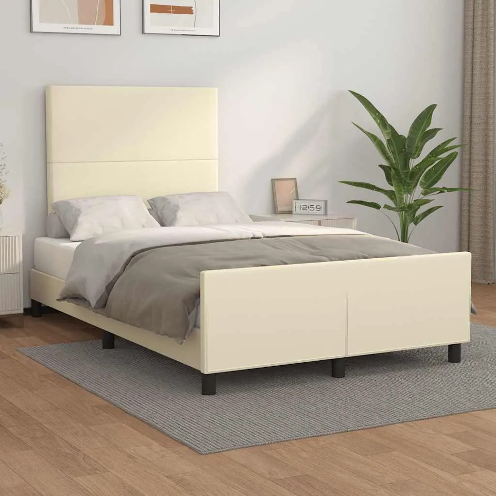vidaXL Πλαίσιο Κρεβατιού χωρίς στρώμα Κρεμ 120x190 εκ.Συνθ. Δέρμα