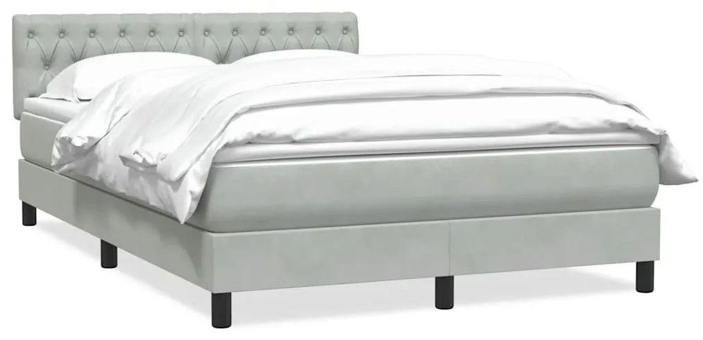 vidaXL Κρεβάτι Boxspring με Στρώμα Ανοιχτό Γκρι 160x210 εκ. Βελούδινο