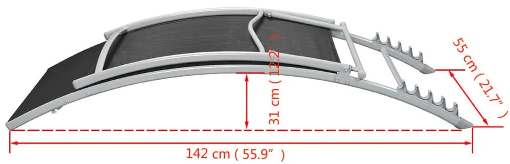 vidaXL Ξαπλώστρα Μαύρη από Ατσάλι και Textilene