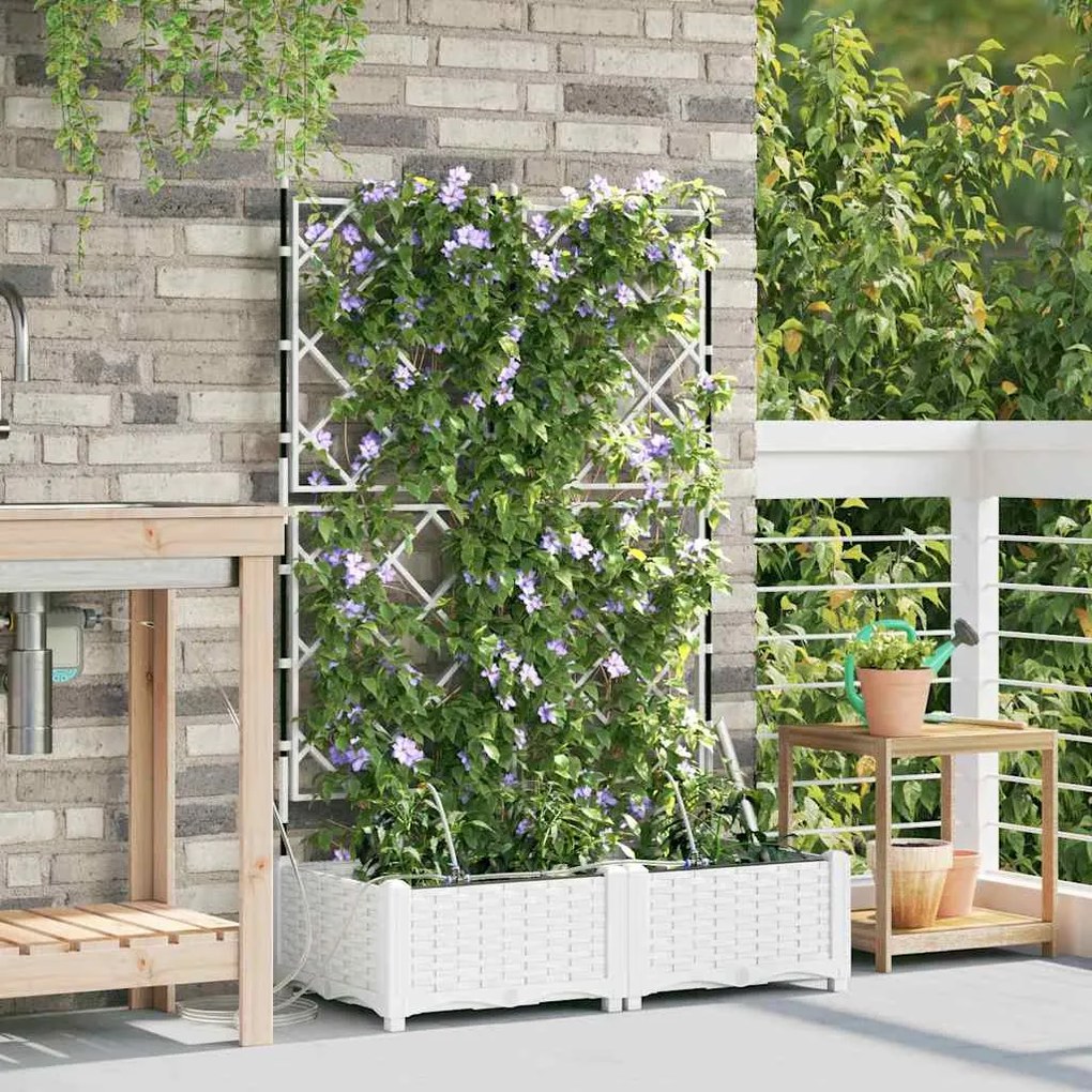 vidaXL Ζαρντινιέρες κήπου Λευκό 80 x 40 x 126 cm Ατσάλι
