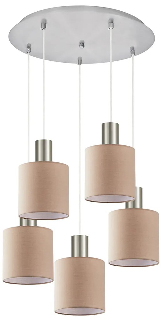 SE21-NM-4-5NM-SH3 ADEPT TUBE Nickel Matt Pendant Brown Fabric Shade+