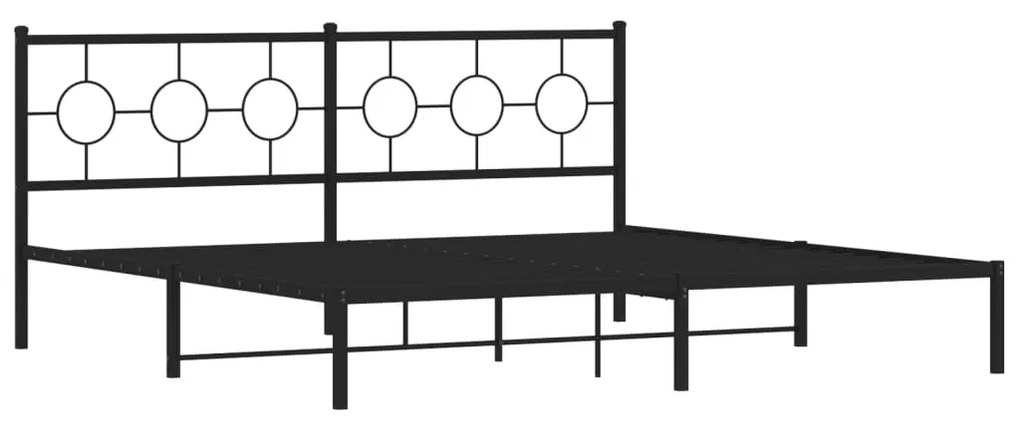 vidaXL Πλαίσιο Κρεβατιού με Κεφαλάρι Μαύρο 200 x 200 εκ. Μεταλλικό