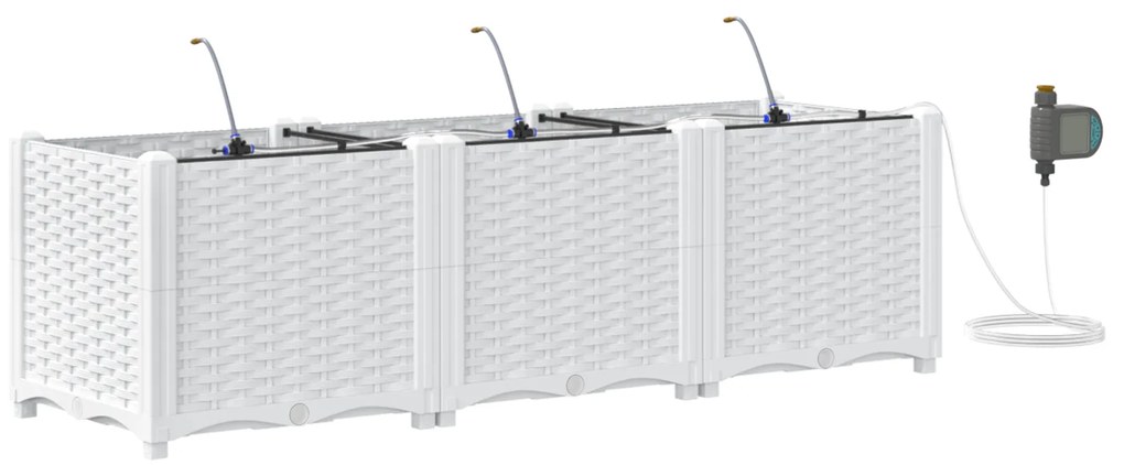vidaXL Γλάστρες Κήπου 1 τεμ Λευκό 120 x 40 x 37.5 cm Πλαστικό