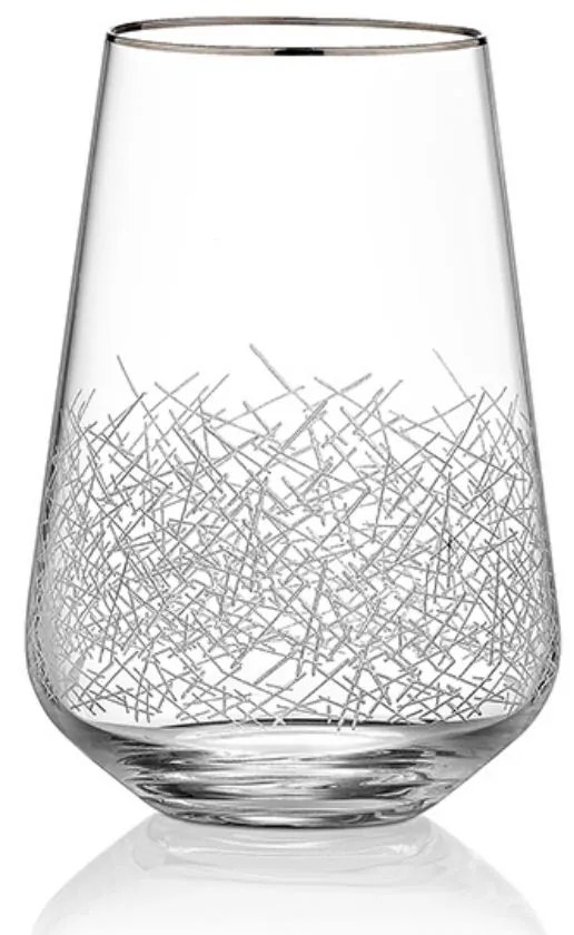 Ποτήρι Νερού Sandra Ασημι Ρίγα 380ml - Crystalex - 6 ΤΜΧ