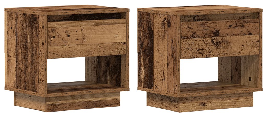 vidaXL Κομοδίνο 2 τεμάχια Παλιού Ξύλου 45x34x45 εκ Κατασκευασμένη Ξυλεία