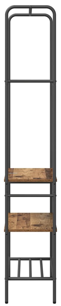 vidaXL Ράφι ρούχων με ράφια με ράφι Παλαιό ξύλο 60 x 30 x 171 εκ