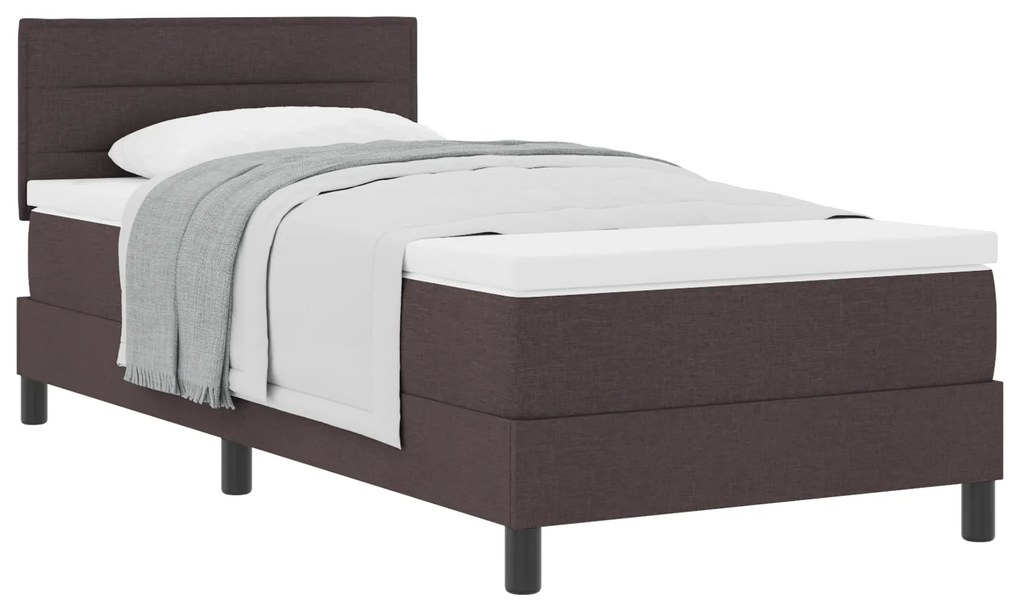 vidaXL Κρεβάτι Βάσης με Στρώμα Σκούρο Καφέ 90x190 cm Ύφασμα